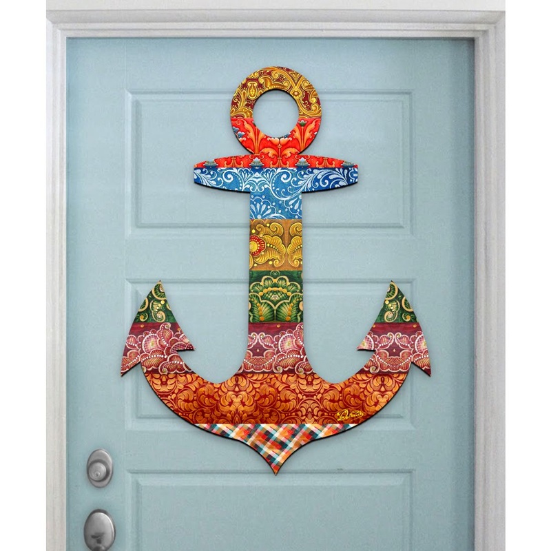Decorated Anchor Coastal Door Decor by G. DeBrekht – Coastal Holiday Decor – 8198521-2H