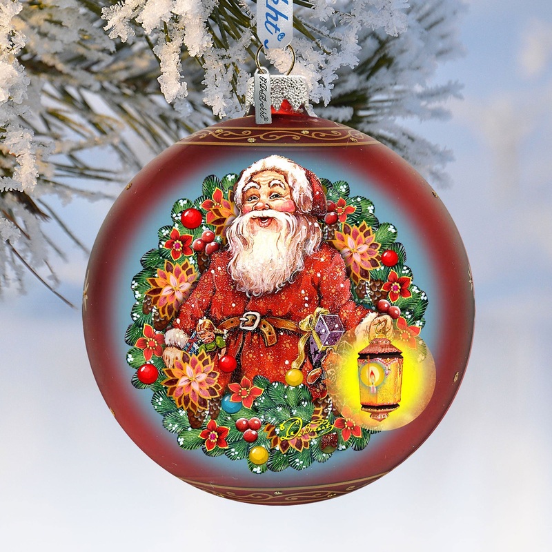 Enchanted Santa Glass Ornament Limited Edition by D. Gelsinger – Christmas Santa Snowman Decor – 73887-1003