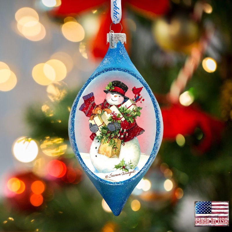 Gift of Snowman Glass Ornament by Susan Winget – Christmas Santa Snowman Decor – 757-201-SW