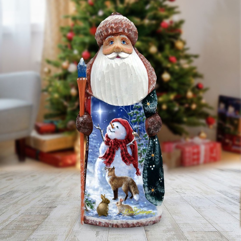 Heaven Nature Hand-Painted WOODCARVED Figurine by D. Gelsinger – Christmas Santa Snowman Decor – 242108-1801