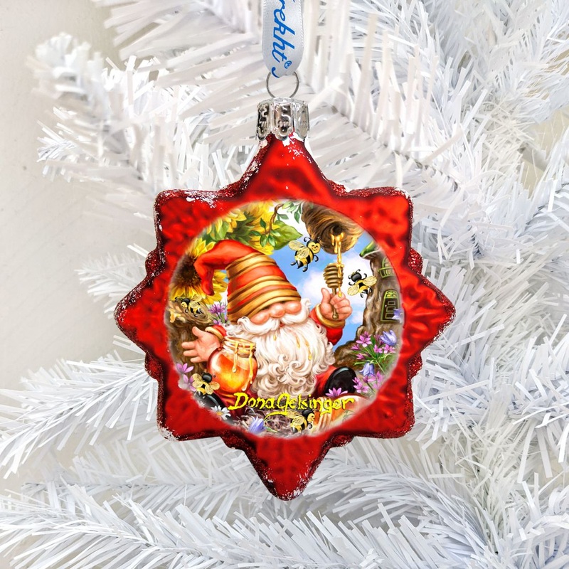Honeycomb Gnome Dwarf Mercury Glass Ornament by D. Gelsinger – Christmas Decor – 778108-DG