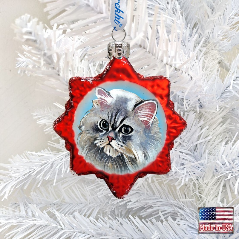 Long Haired Family Kitten Glass Ornament by G. DeBrekht – Pets Dog and Cats Decor – 774018