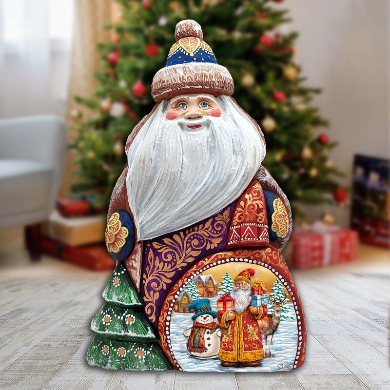 Merry Christmas Santa Hand-Painted WOODCARVED Masterpiece Figurine by G. DeBrekht – Christmas Decor – 8206020