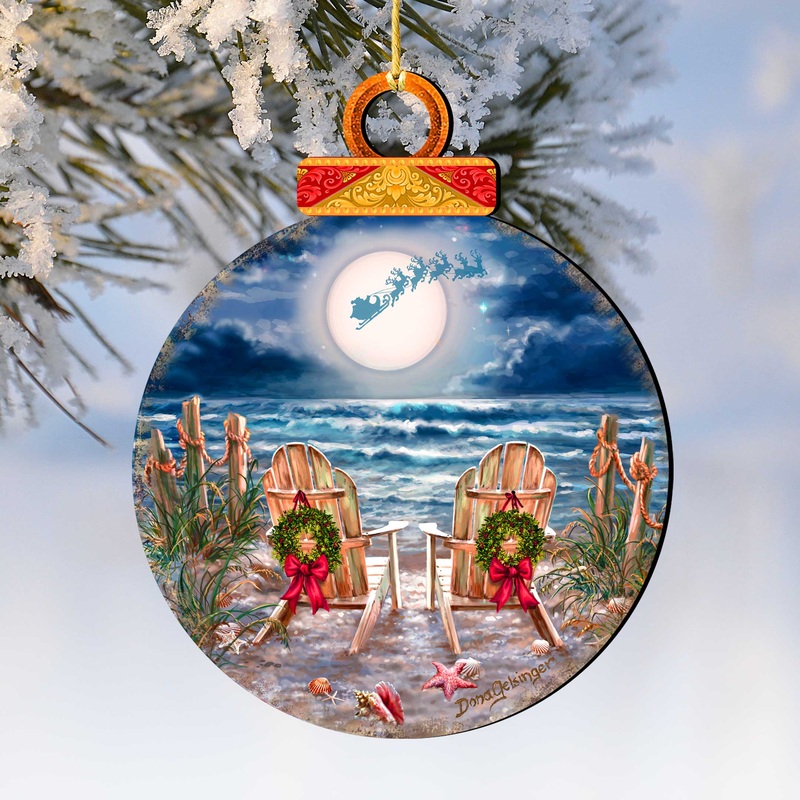 Moonlight Christmas Holiday Wooden Ornaments by D. Gelsinger – Christmas Decor – 8652817-DG