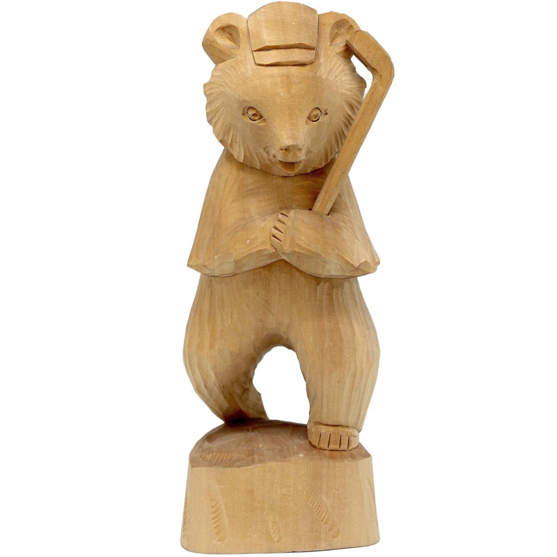 One-of-a-Kind Bear Golfer Wood carved Figurine 7 – Nature Wood Carving