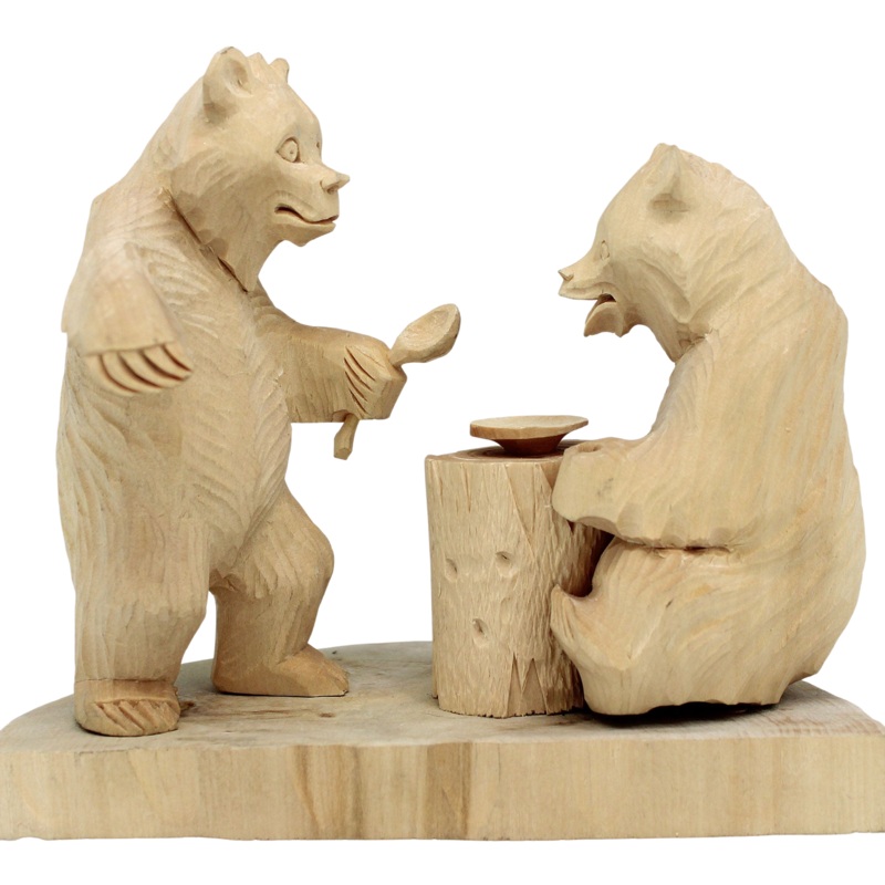One-of-a-Kind Bear’s Dinner Wood Carved Figurine 5.5 – Nature Wood Carving