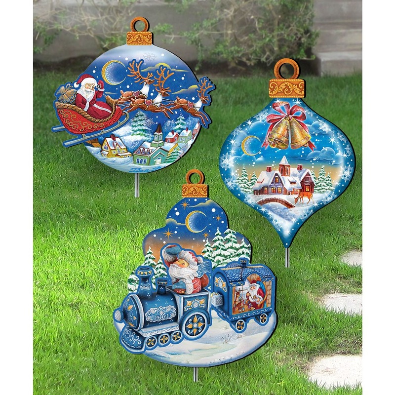 Ornamental Christmas Outdoor Garden Decor of 3 by G. DeBrekht – Christmas Decor – 8120125MS3