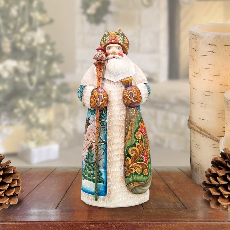 Peaceful Kingdom Christmas Santa Hand-Painted WOODCARVED Masterpiece by G. DeBrekht – Wildlife Holiday Decor – 213620
