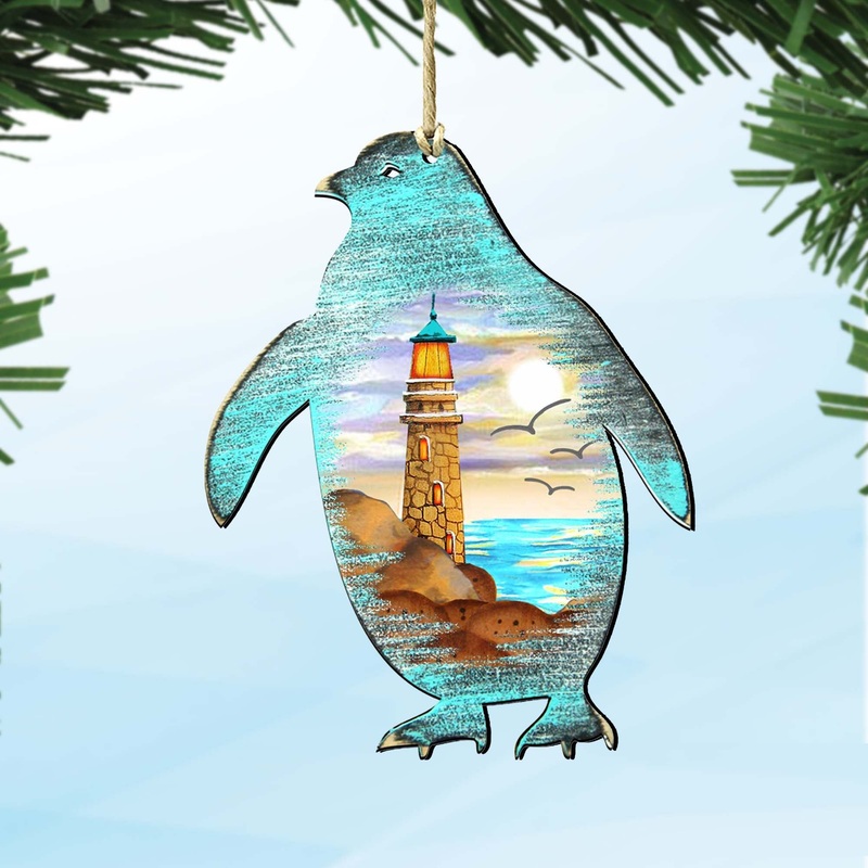 Penguins Wooden Ornaments by G. DeBrekht – Coastal Holiday Decor – 8198542