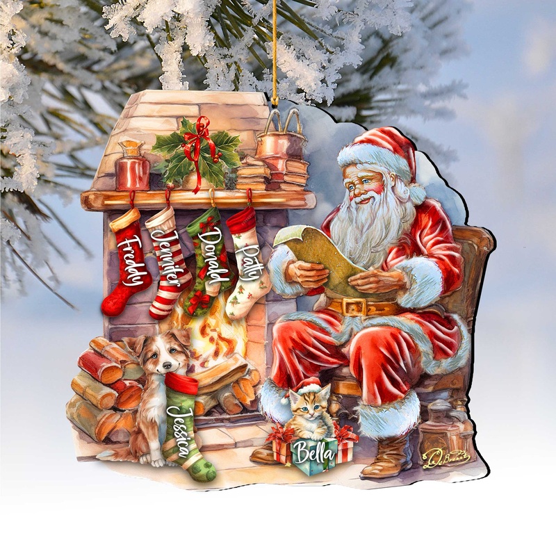 Personalized Santa’s List Christmas Ornaments – Family Member Names Wooden Ornaments by G. Debrekht – Christmas Decor – 8652756P