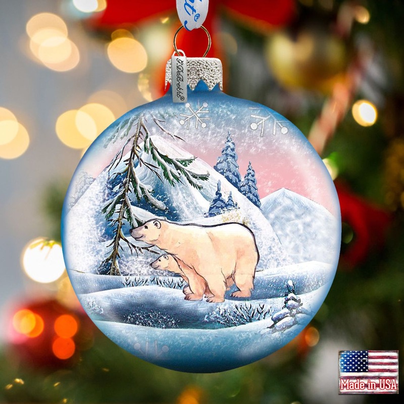 Polar Ice Ball Glass Ornament by G. DeBrekht – Wildlife Holiday Decor – 73411