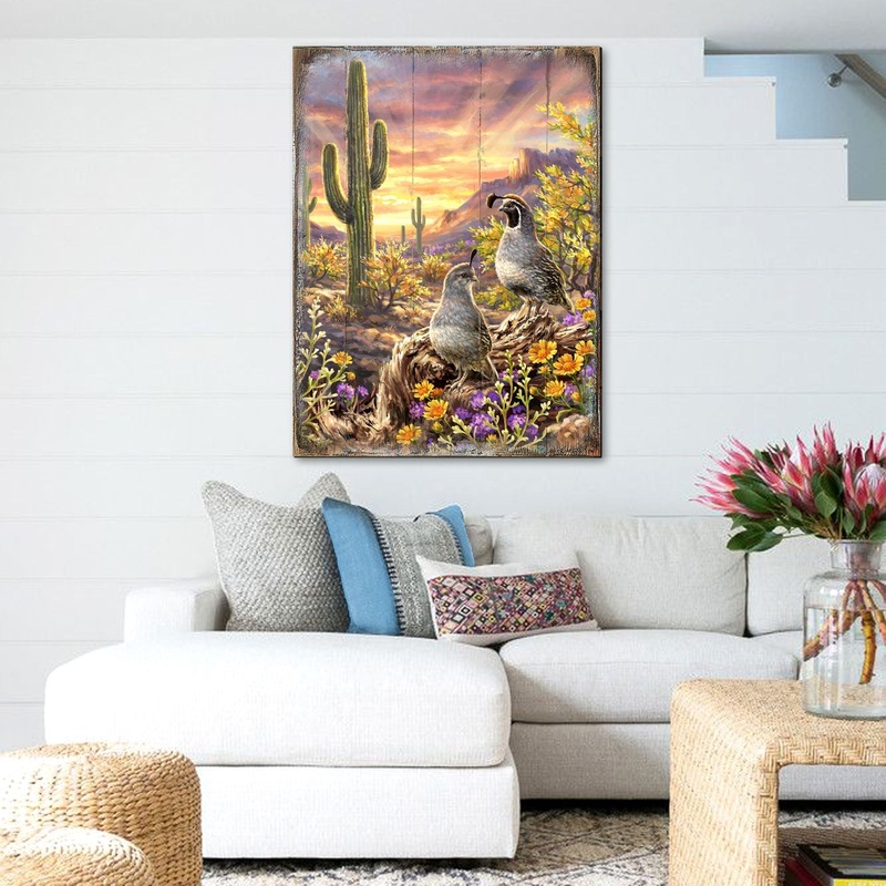 Quail Vista Art Wooden Wall Art by D. Gelsinger – Nature Wildlife Decor – 95654B-1623