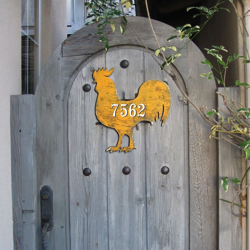 Rooster Wooden Custom House Number Sign by G. DeBrekht – Nature Wildlife Decor – Handcrafted Wooden Handcrafted Wooden Handcrafted Wooden Address Sign – MA98135