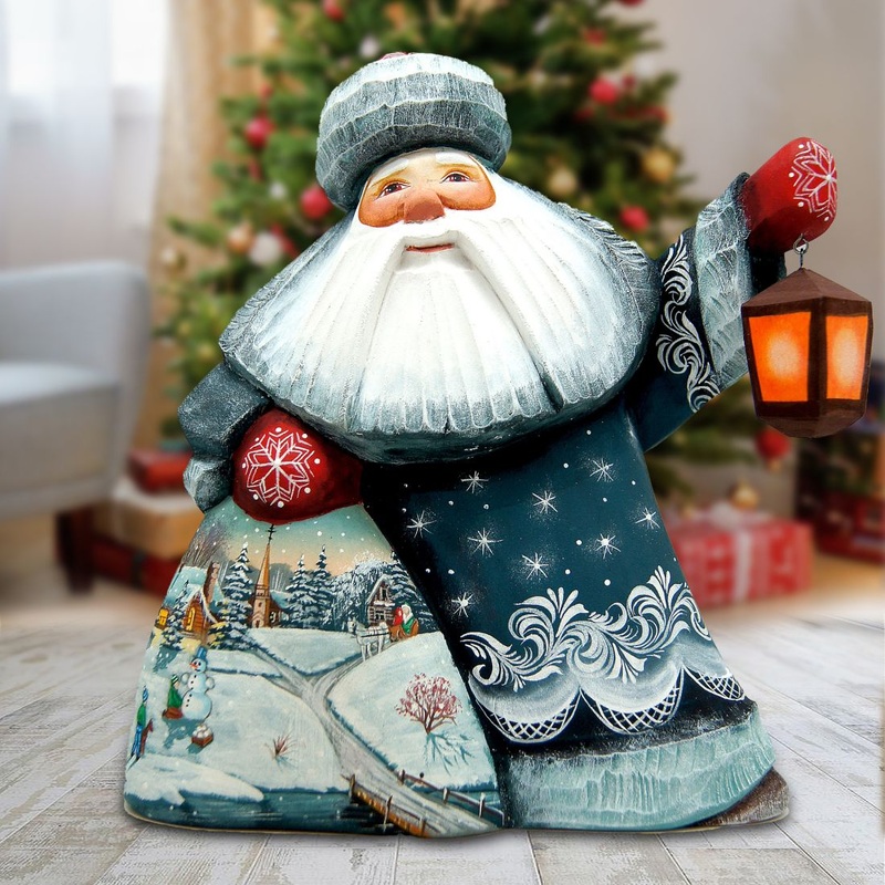 Santa Old World Lighting the Way Hand-Painted WOODCARVED Figurine by G. DeBrekht – Wildlife Holiday Decor – 821562 *** PRE-ORDER – Handmade Just for You! ***
