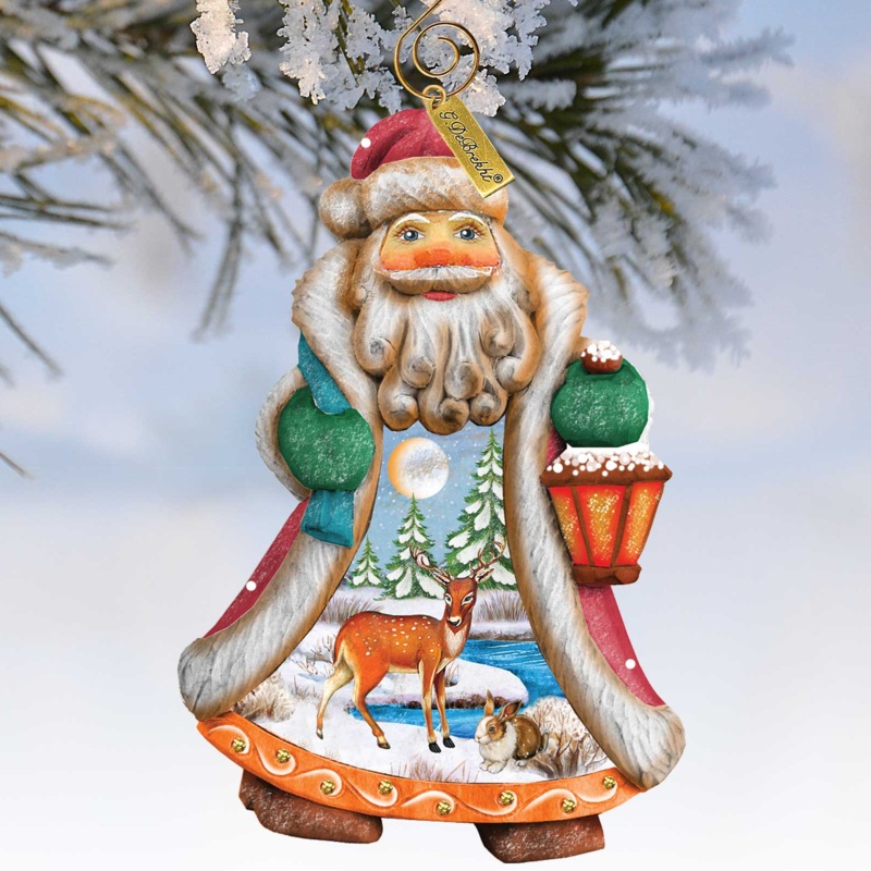 Santa Quiet Day Sculpted Hand-Painted Christmas Figurine by G. DeBrekht – Christmas Santa Snowman Decor – 661411