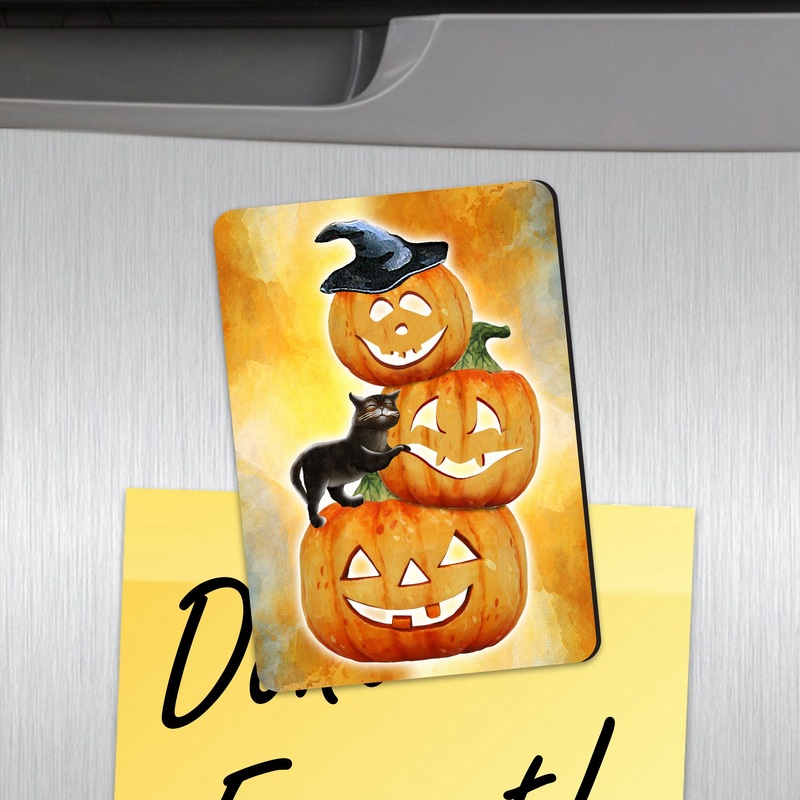 Scary Stocking Pumpkins Shape Refrigerator Magnets Set of 3