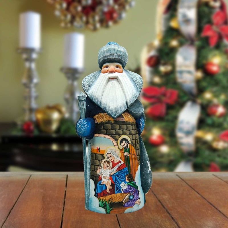 Story of Nativity Santa Hand-Painted WOODCARVED Masterpiece by G. DeBrekht – Nativity Holiday Decor – 821372