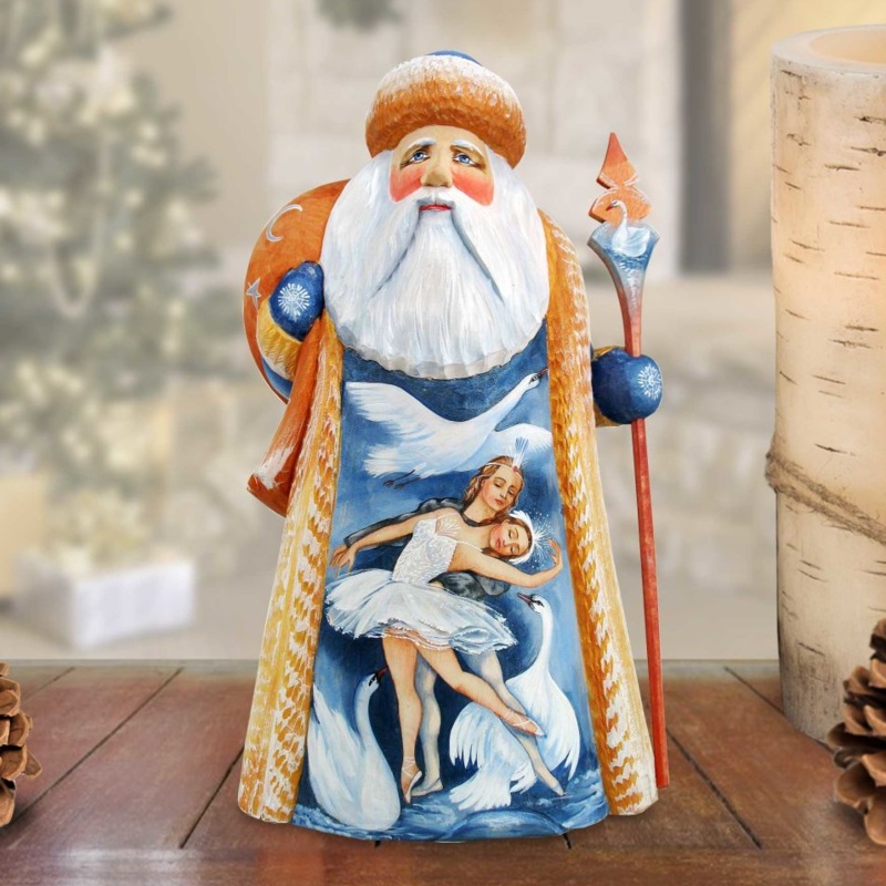 Swan Lake Ballet Santa Hand-Painted WOODCARVED Masterpiece by G. DeBrekht – Christmas Decor – 243202 *** PRE-ORDER – Handmade Just for You! ***