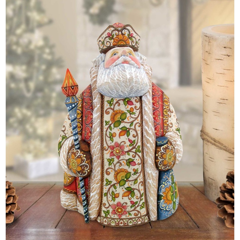 Treasured Trimming Santa Hand-Painted WOODCARVED Masterpiece by G. DeBrekht – Christmas Decor – 210111