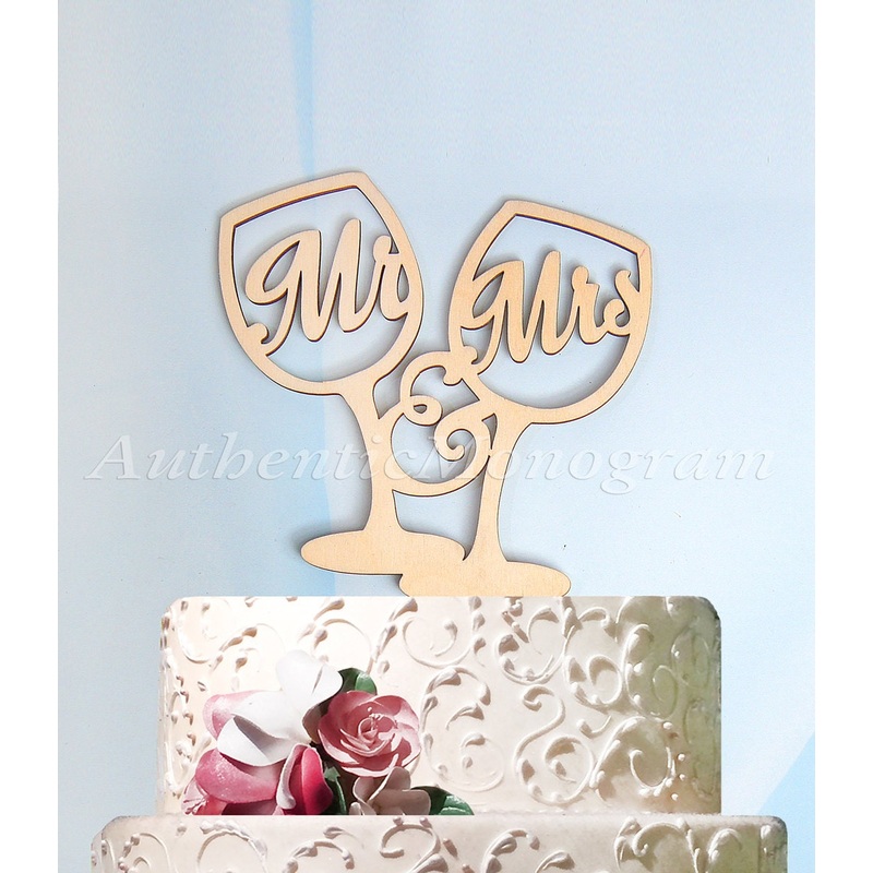 Wedding Cake Topper – Mr. & Mrs. Cake Topper, Wedding Cake Topper, Wedding decor, wedding champagne glasses, Unpainted