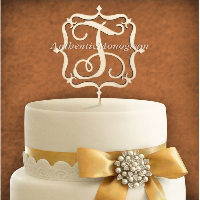 Wedding Cake Topper – Wooden Unpainted CAKE TOPPER Custom Framed MONOGRAM Wedding, Initial, Celebration, Anniversary, Birthday 4107