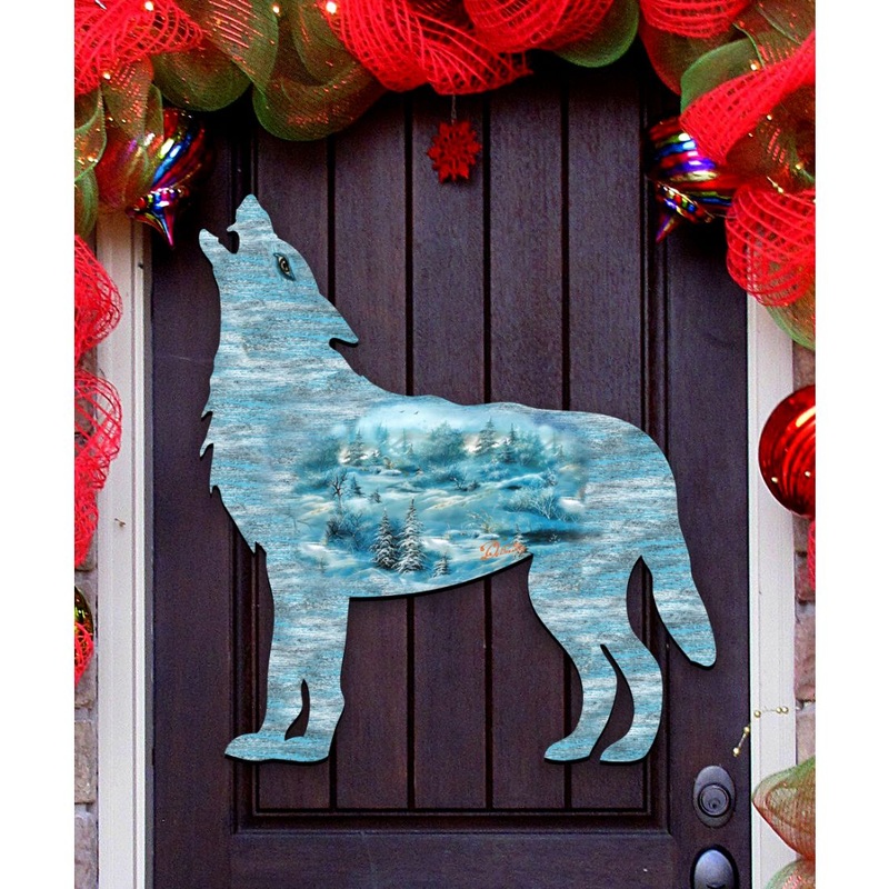 Wolf Vintage Wildlife Door Decor – G. DeBrekht – Wildlife Holiday Decor – 8198227H