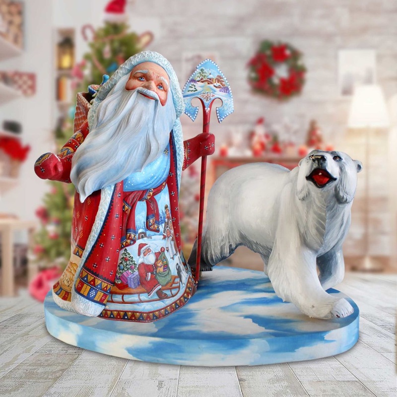 Arctic Santa Hand-Painted WOODCARVED Masterpiece by G. DeBrekht – Christmas Decor – L200031