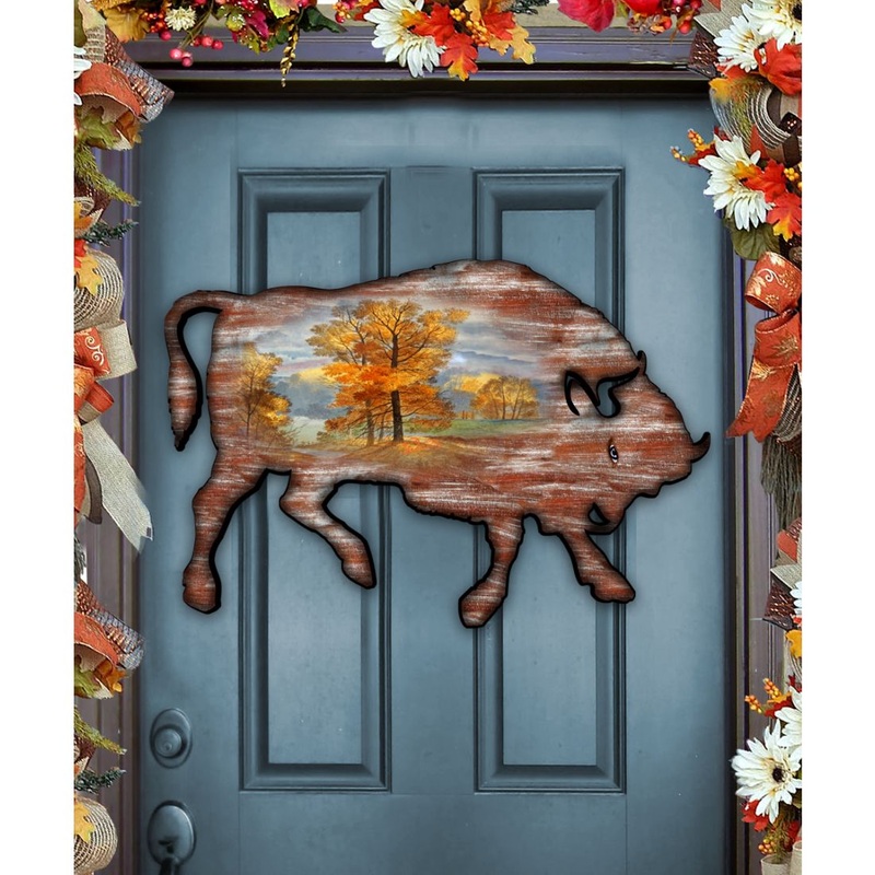 Buffalo Vintage Wildlife Door Decor – G. DeBrekht – Wildlife Holiday Decor – 8198212H