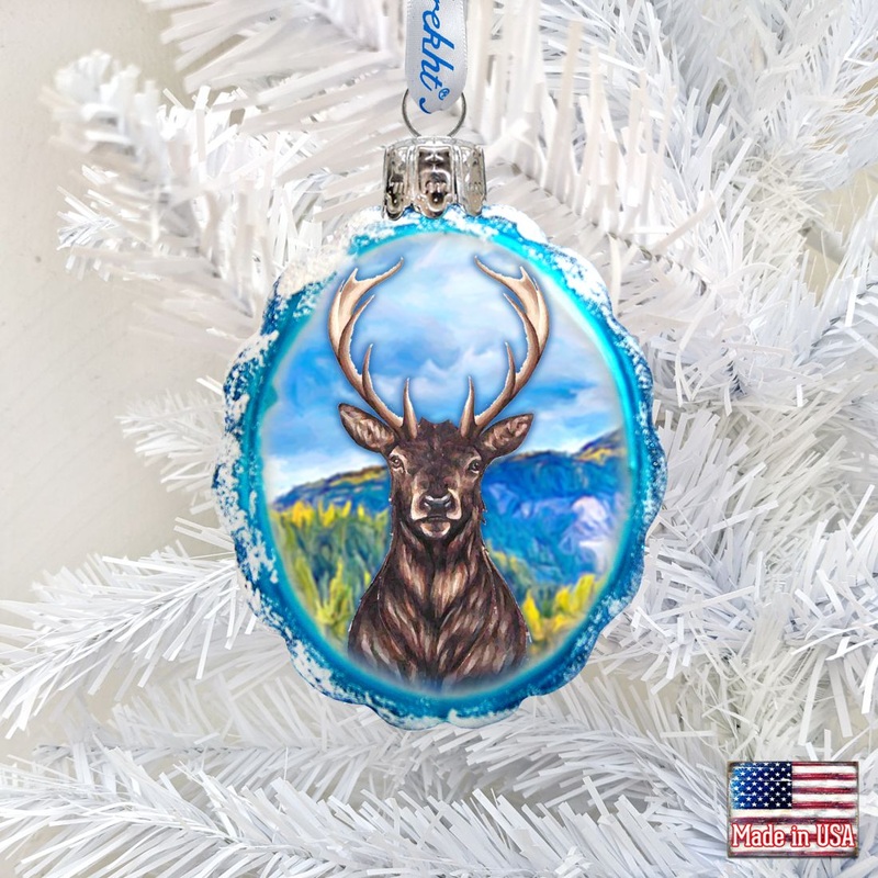 Caribou Mercury Glass Ornament by G. DeBrekht – Wildlife Holiday Decor – 771057