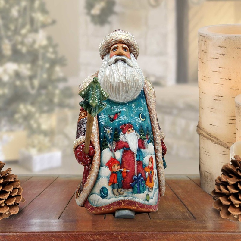 Christmas Time Santa Hand-Painted WOODCARVED Masterpiece by G. DeBrekht – Christmas Decor – 821703 *** PRE-ORDER – Handmade Just for You! ***