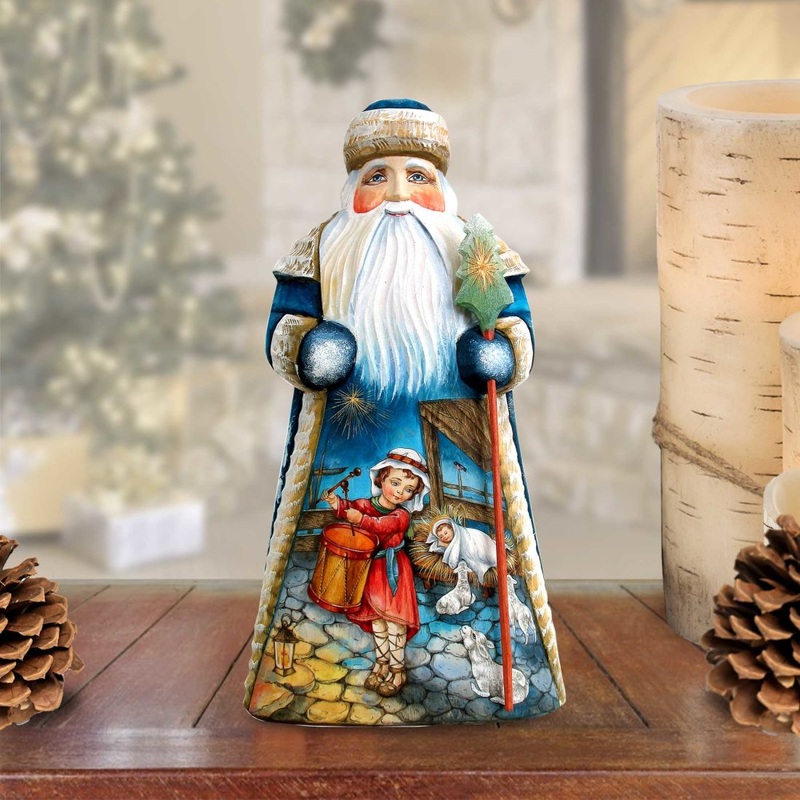 Drummer Boy Santa Hand-Painted WOODCARVED Masterpiece by G. DeBrekht – Nativity Holiday Decor – 243017 *** PRE-ORDER – Handmade Just for You! ***