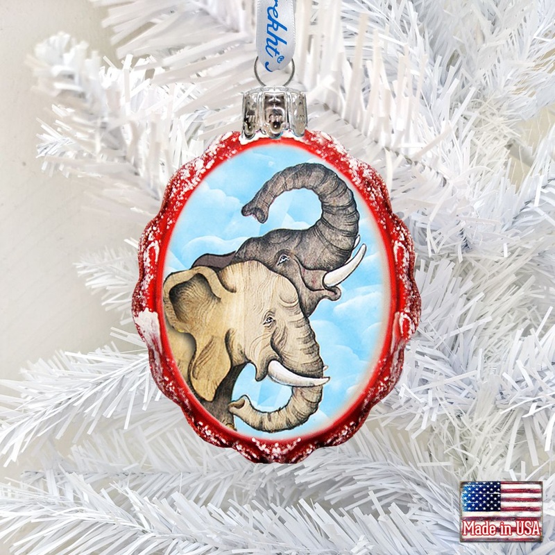 Elephant Mercury Glass Ornament by G. DeBrekht – Wildlife Holiday Decor – 771038