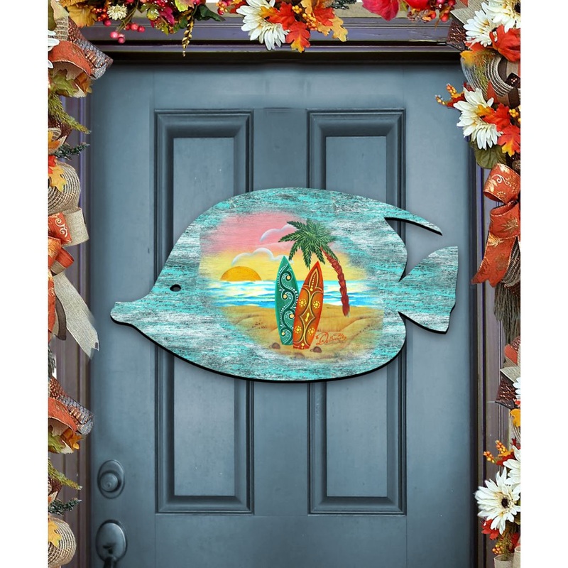 Fish Coastal Door Decor by G. DeBrekht – Coastal Holiday Decor – 8198527H