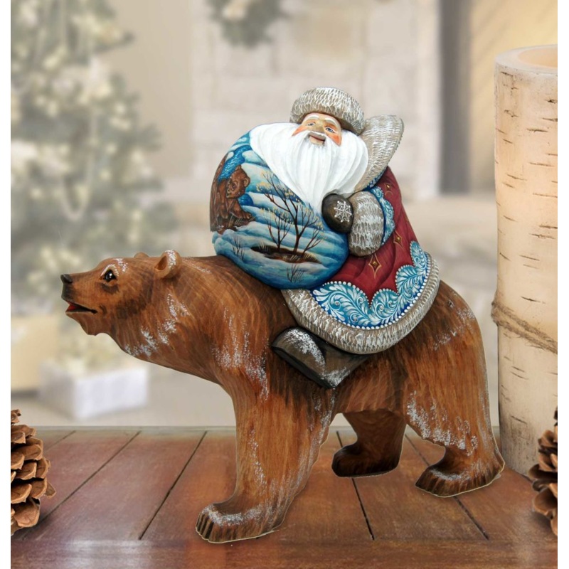 Grizzly Journey Santa Hand-Painted WOODCARVED Masterpiece by G. DeBrekht – Wildlife Holiday Decor – 2821079