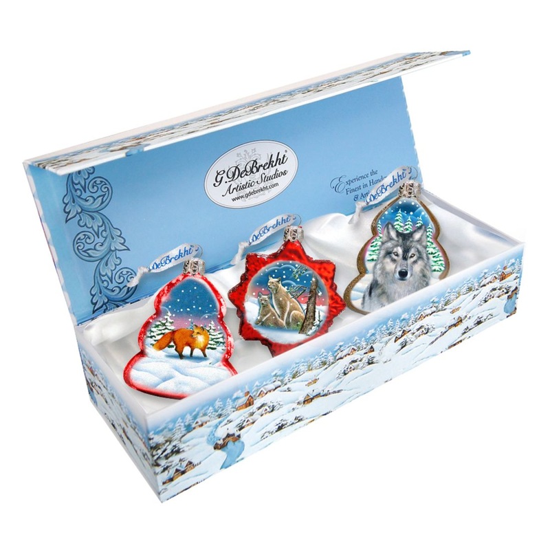 Mercury Glass Ornaments Set of 3 by G. DeBrekht – Wildlife Holiday Decor – 770113S3