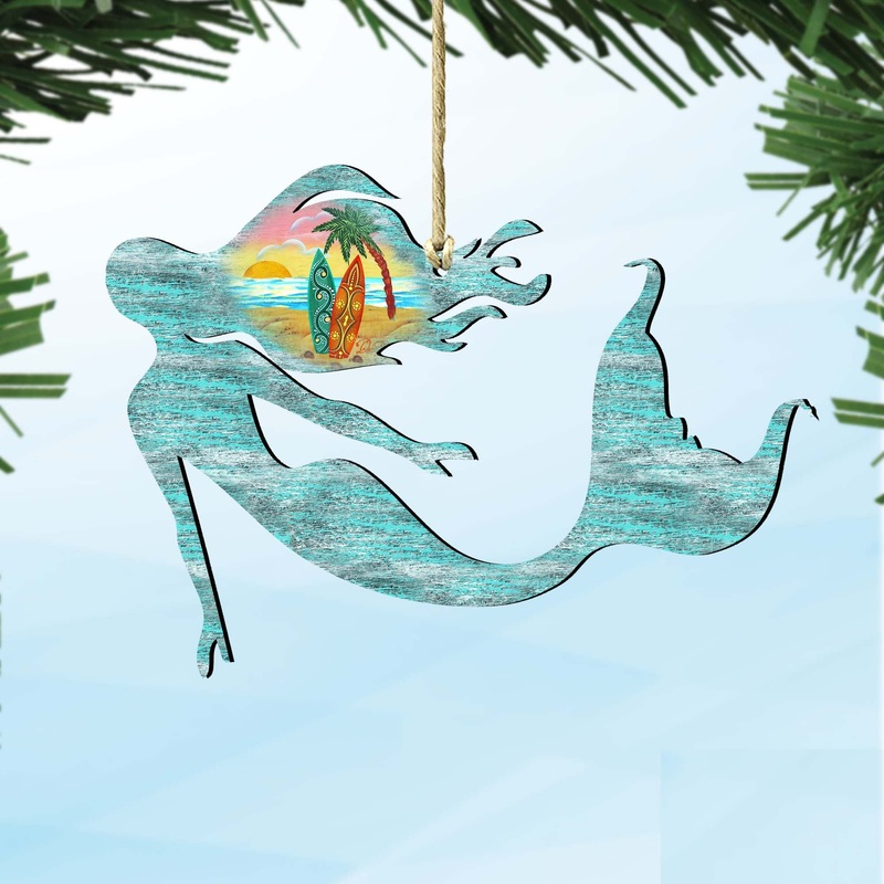 Mermaid Wooden Ornaments by G. DeBrekht – Coastal Holiday Decor – 8198514