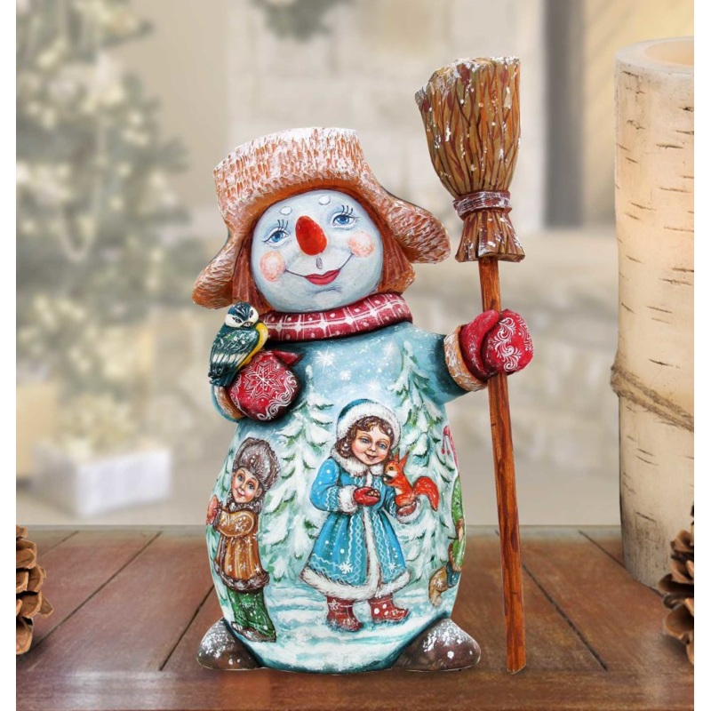 Mrs. Showgirl with Santa Hand-Painted WOODCARVED Masterpiece by G. DeBrekht – Christmas Santa Snowman Decor – 2821584 *** PRE-ORDER – Handmade Just for You! ***