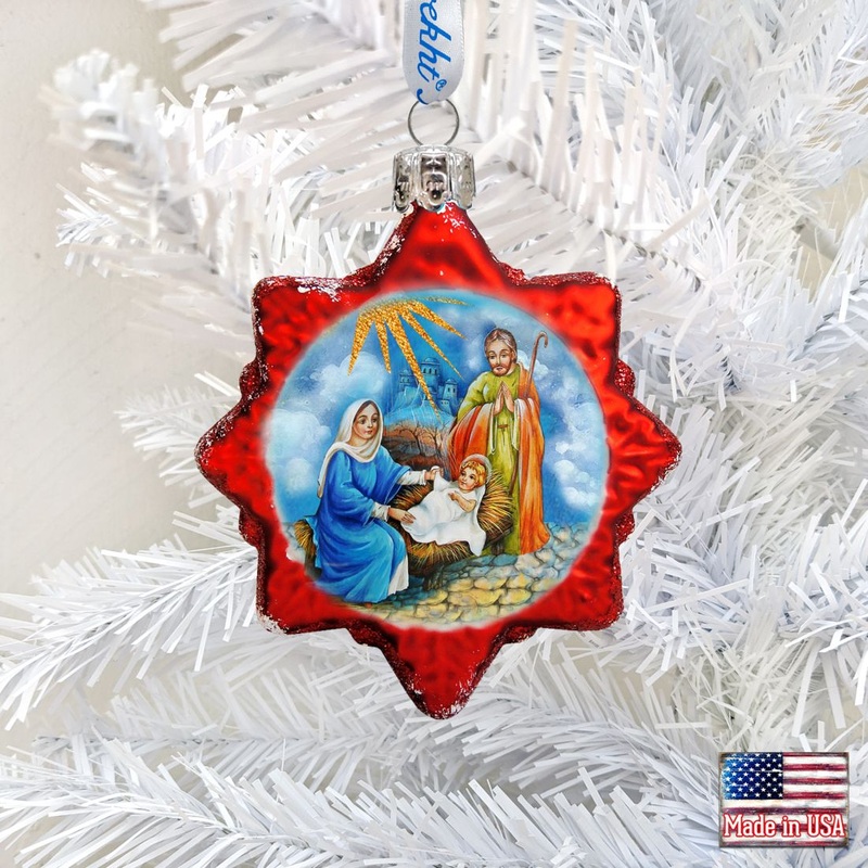 Nativity Snowflake Mercury Glass Ornament by G. DeBrekht – Nativity Holiday Decor – 772018