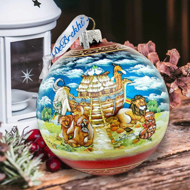 Noah’s Ark Ball Glass Ornament Limited Edition by G. DeBrekht – Nativity Holiday Decor – 73859