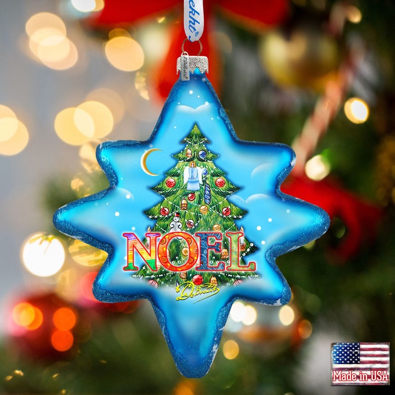 North Star Glass Ornament by G. DeBrekht – Christmas Santa Snowman Decor – 755-014