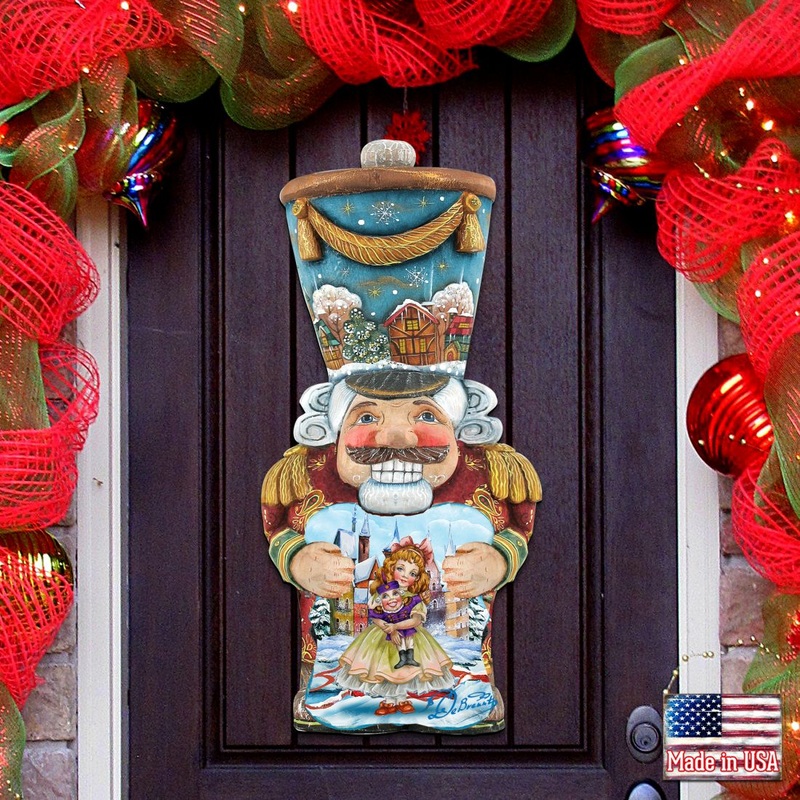 Old World Nutcracker Christmas Door Decor by G. DeBrekht – Christmas Santa Snowman Decor – 8116430H