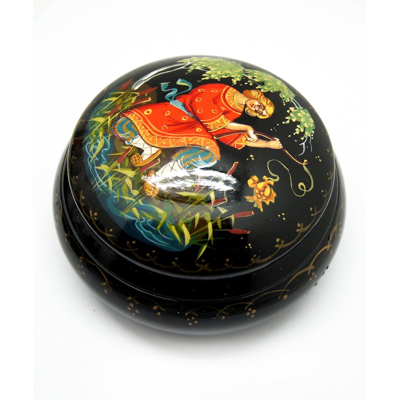 One-of-a-Kind Fairy Tale Hand-Carved and Hand-Painted Lacquer Box by GDeBrekht – Unique Handmade Gift