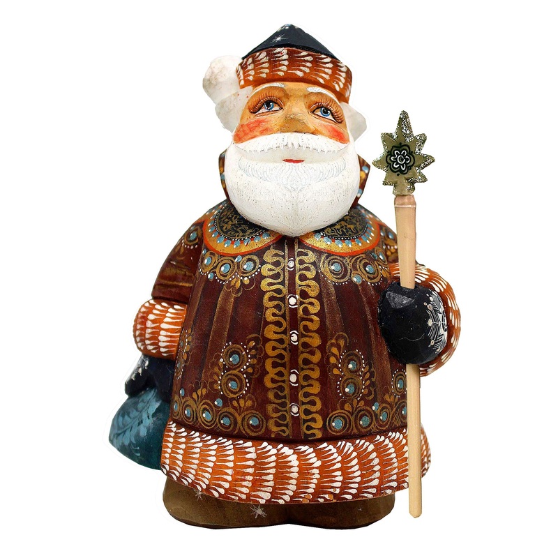 One-of-a-Kind Santa WOODCARVED Handpainted Figurine 3.5 X 2.5 X 5  by  Reserve