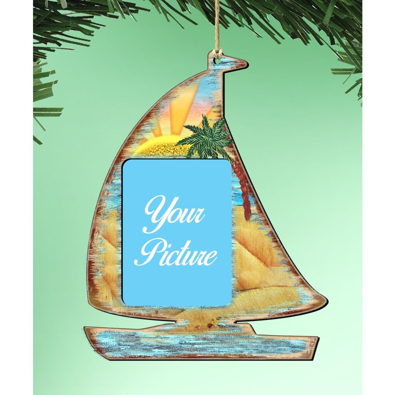 Sailboat Coastal Picture Frame Ornaments – Ornament for Photo – Coastal Holiday Decor – 8198524PF