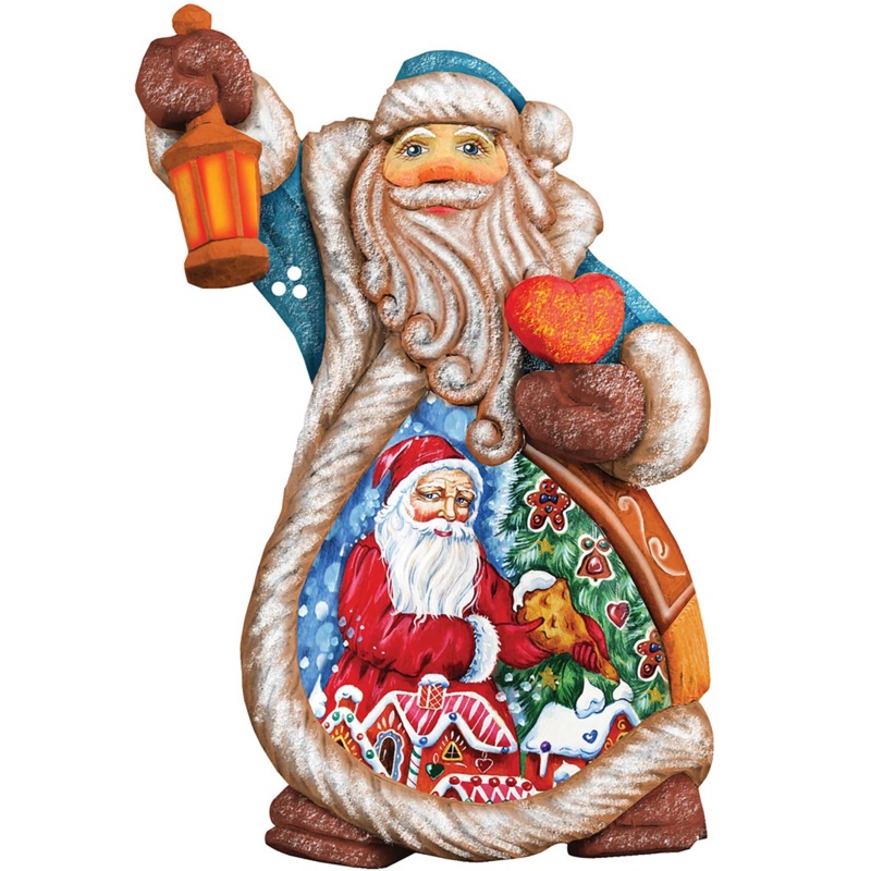 Santa Gingerbread Sculpted Hand-Painted Christmas Figurine by G. DeBrekht – Christmas Santa Snowman Decor – 661211