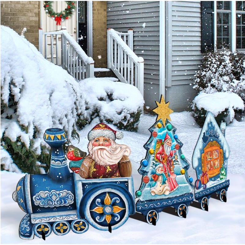 Santa Holiday Express Christmas Outdoor Decor by G. DeBrekht – Christmas Santa Snowman Decor – 8129211F-S3
