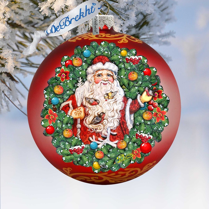 Santa the Bird Whisperer Glass Ornament Limited Edition by G. DeBrekht – Christmas Decor – 73914