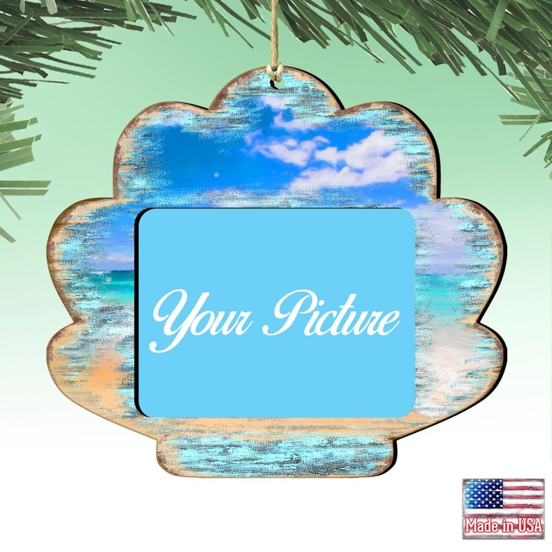 Seashell Coastal Picture Frame Ornaments – Ornament for Photo – Coastal Holiday Decor – 8198549PF