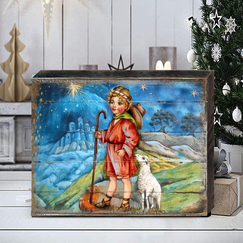Shepherd Boy Wooden Wall Art by G. DeBrekht – Nativity Holiday Decor – 8173854B