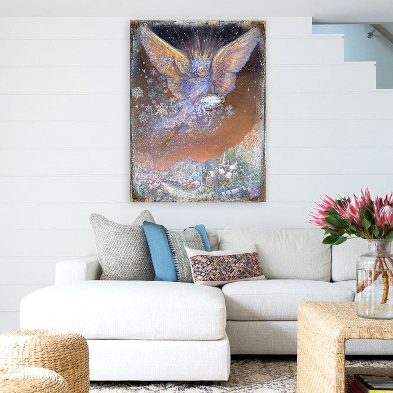 Snow Angel Fantasy Wooden Wall Art by Josephine Wall – Fantasy Decor – 852151-JW